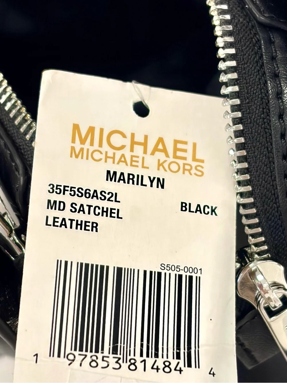 Michael Kors Marilyn Medium Saffiano Leather Satchel Crossbody Bag Black